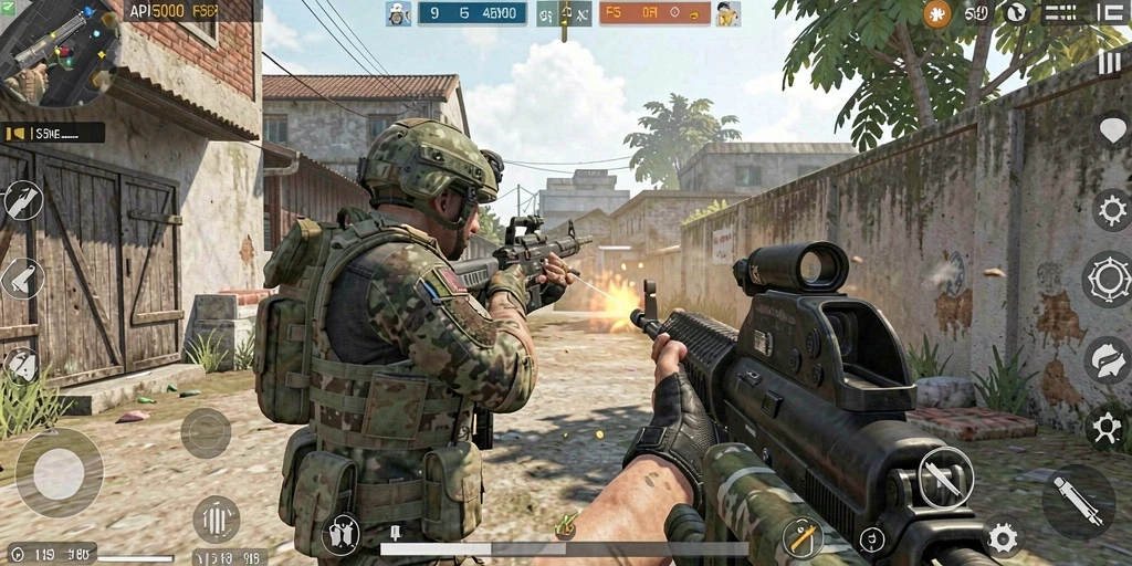 Screenshot menampilkan aksi seru dalam game FPS API5000.