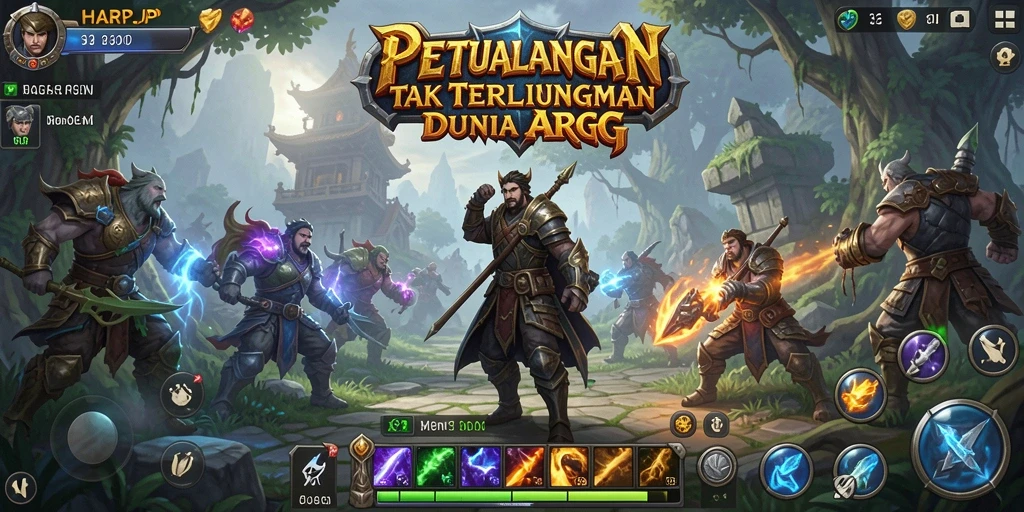 Tampilan gameplay menarik di dunia fantasi HARAPJP.