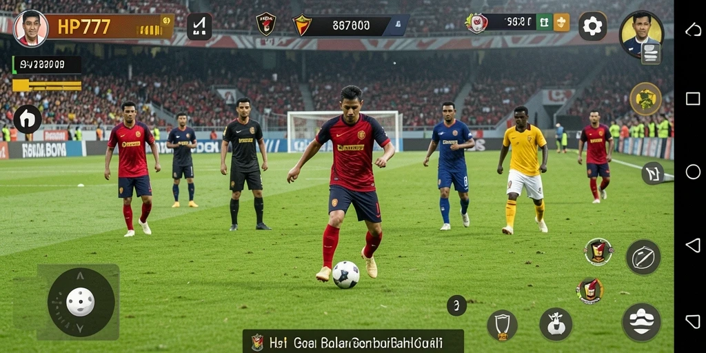 Tampilan gameplay HP777 dengan aksi sepak bola yang seru.