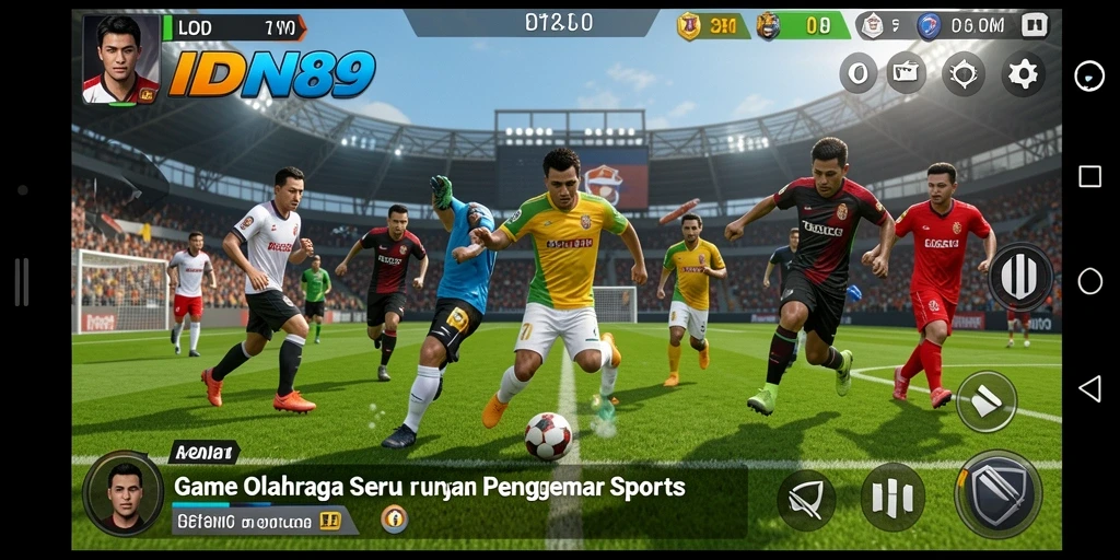 Tangkapan layar utama IDN89 menunjukkan aksi seru dalam pertandingan olahraga.