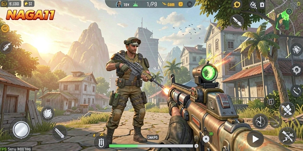 Tampilan gameplay NAGA11 yang penuh aksi dan strategi.