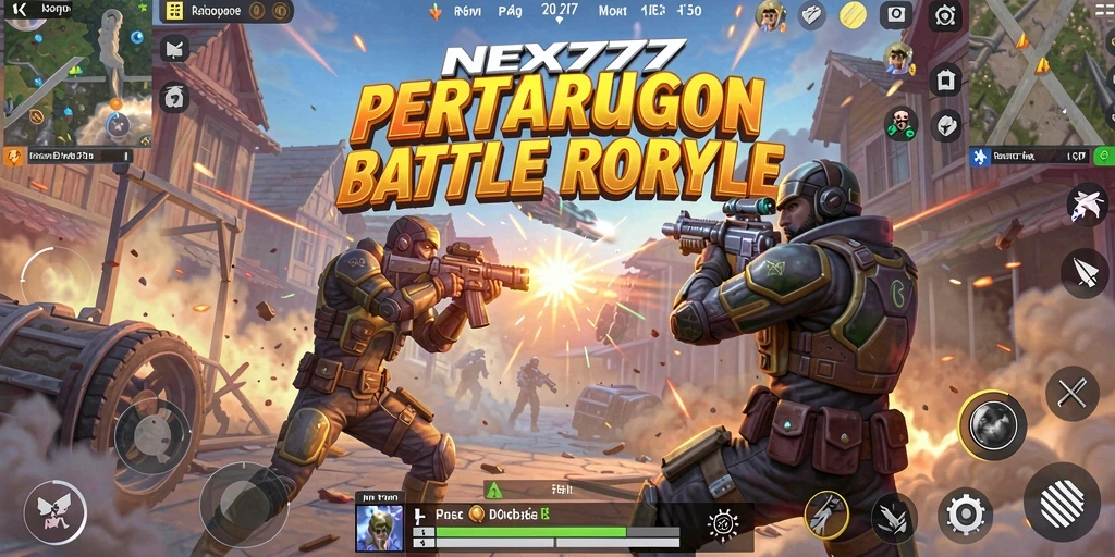 Tangkapan layar aksi seru dalam permainan NEX777 Battle Royale.