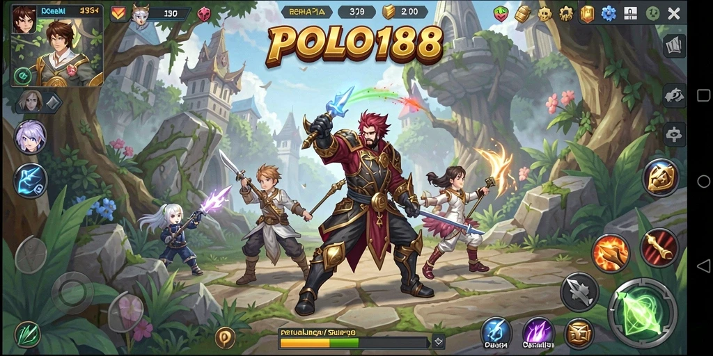 Screenshot gameplay POLO188 yang menampilkan pertarungan epik RPG.