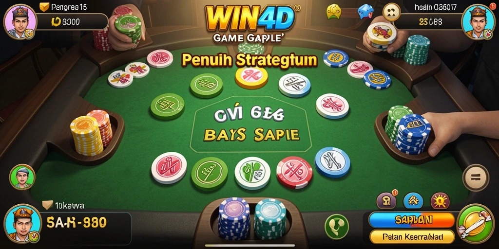 Tangkapan layar gameplay WIN4D yang menunjukkan serunya bermain Gaple.